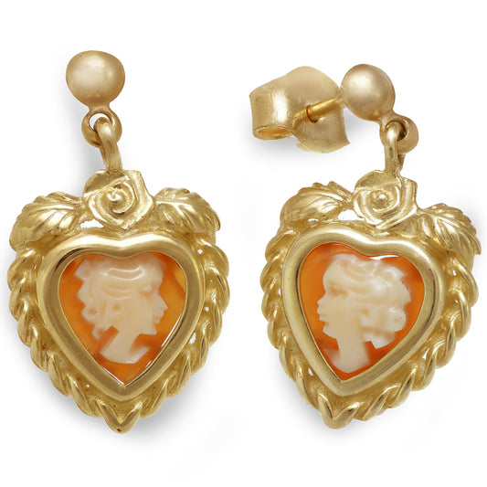 Vintage 9k Yellow Gold Cameo Earrings