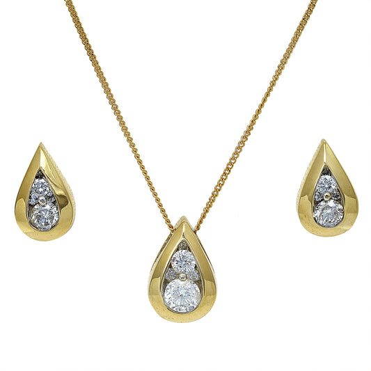 Vintage 10k 0.62ct Diamond Earring & Pendant Set