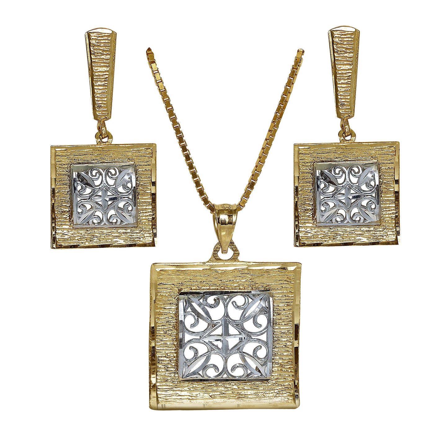 Vintage 14k Custom Earring & Pendant Set