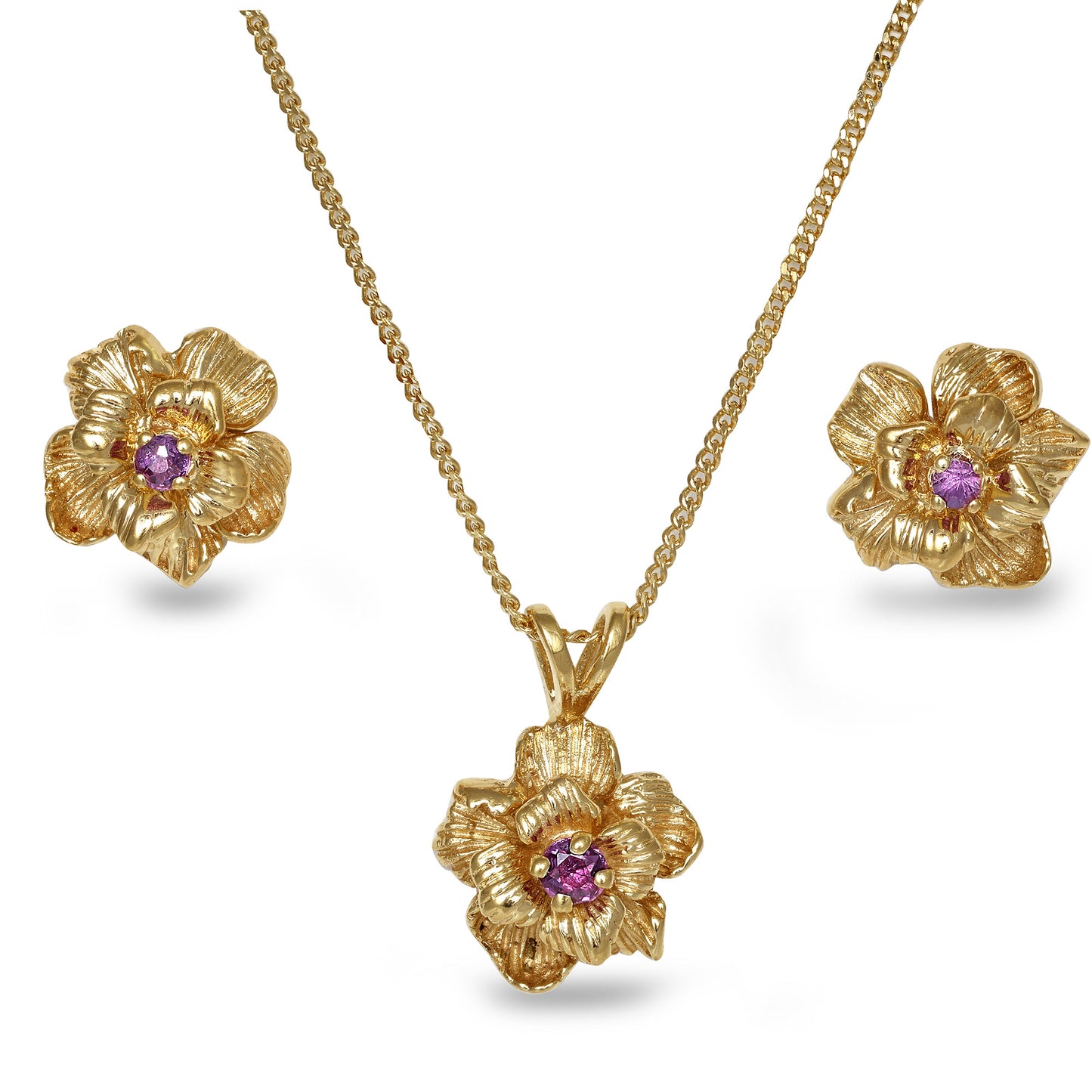 Vintage 10k-14k 0.21ct Ruby Earring & Pendant Set