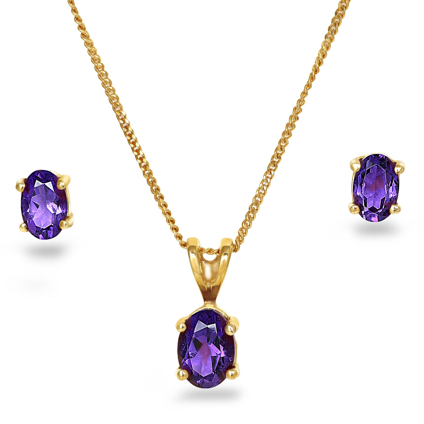 Vintage 10k 1.41ct Amethyst Earring & Pendant Set