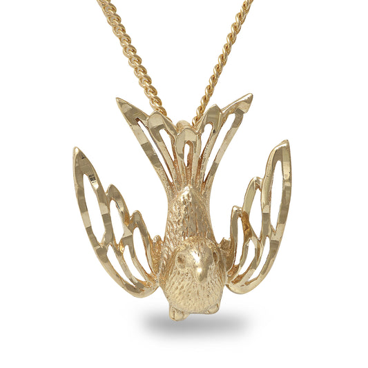 Vintage 10k Gold Bird Pendant Necklace