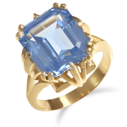 Vintage 10k 11.49ct Synthetic Blue Topaz Ring