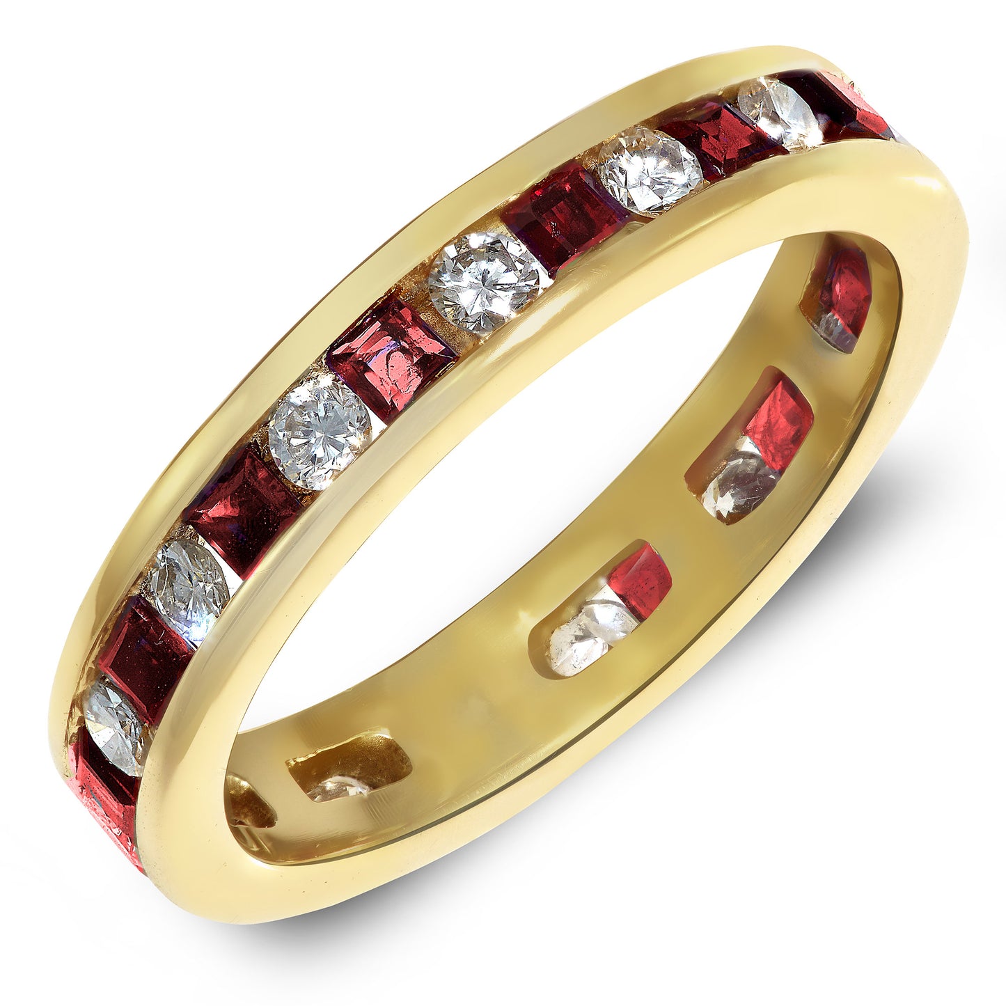 Vintage 14k 0.46ct 0.65ct Diamond & Ruby Eternity Ring