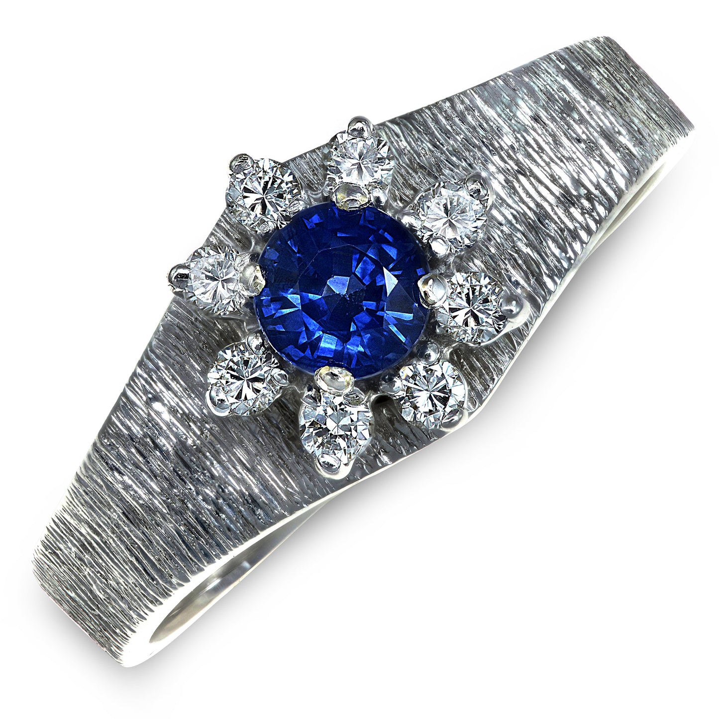 Vintage 14k 0.19ct 0.45ct Diamond & Sapphire Ring