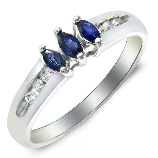 Vintage 10k 0.12ct 0.27ct Diamond & Sapphire Ring