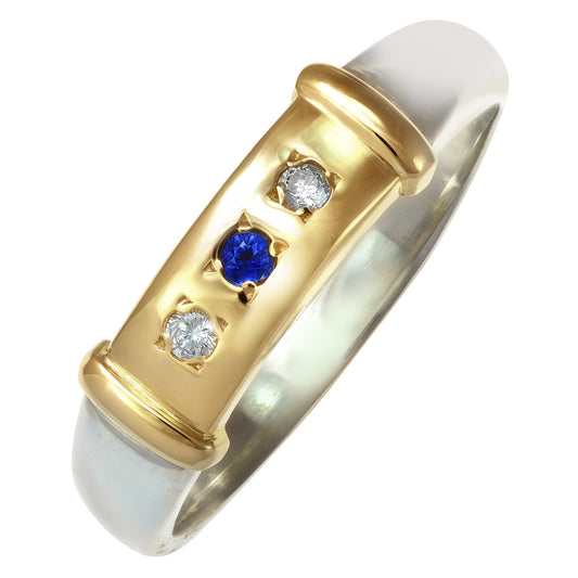 Vintage 10k 0.07ct 0.05ct Diamond & Sapphire Ring