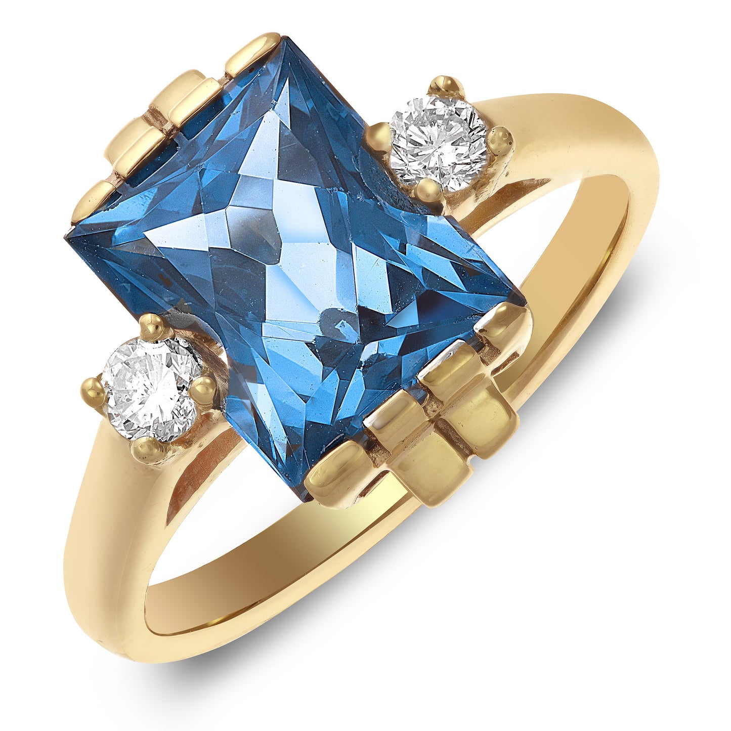 Vintage 10k 0.18ct 4.62ct Diamond & Topaz Ring